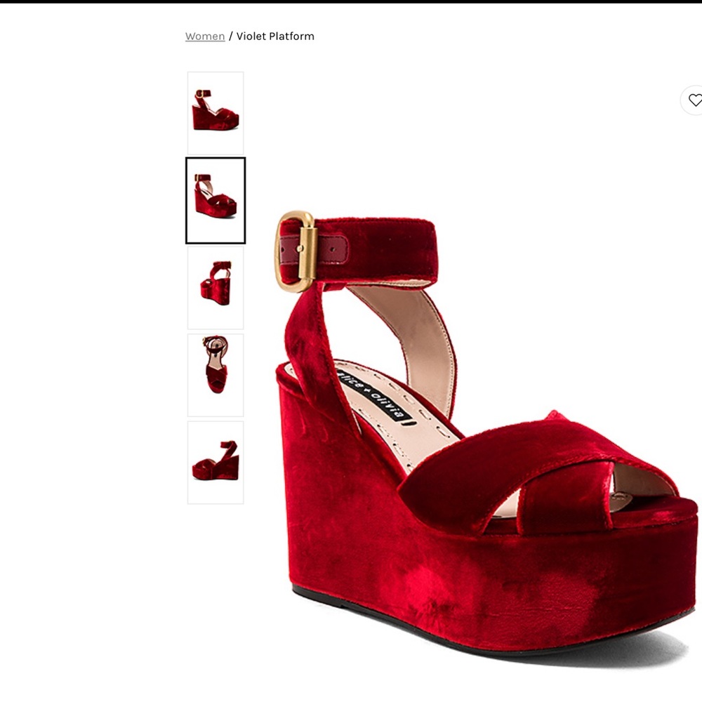 alice and olivia red velvet wedges BNWOT